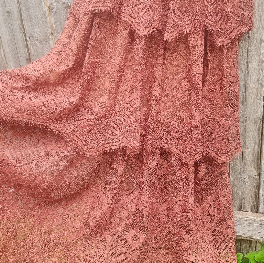 Boho - Grunge Rust Tiered Maxi Skirt - Picture 2 of 11